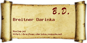 Breitner Darinka névjegykártya